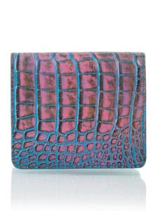 Portefeuille mini alligator d'exception Graffiti bleu et rose