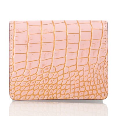 Mini wallet pink and gold Graffiti exception alligator
