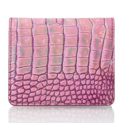 Portefeuille mini alligator d’exception Graffiti rose