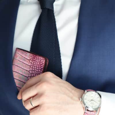 watch strap crocodile jean rousseau pink blue wallet card holder