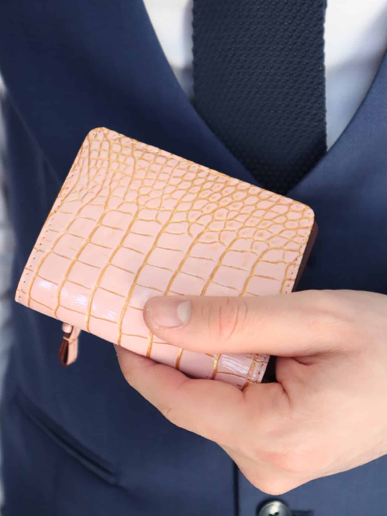 watch strap crocodile jean rousseau pink blue wallet card holder