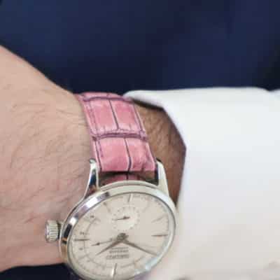 watch strap crocodile jean rousseau pink blue