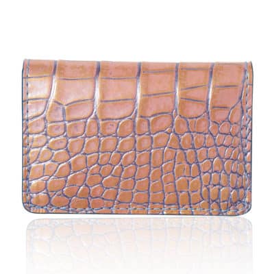 Business cardholder pink and blue pearly Graffiti exception alligator