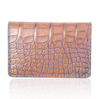 leather good wallet alligator shiny blue pink