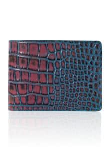 Portefeuille "Hipster" alligator d'exception Graffiti bleu et rose