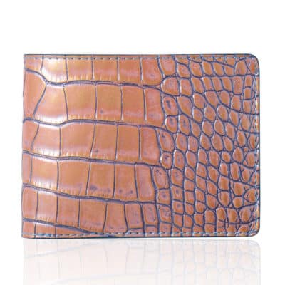 leather good wallet alligator shiny blue pink