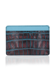 Porte-cartes "Essentiel" alligator d'exception Graffiti bleu et rose