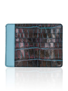 Porte-cartes CNI alligator d'exception Graffiti bleu et rose