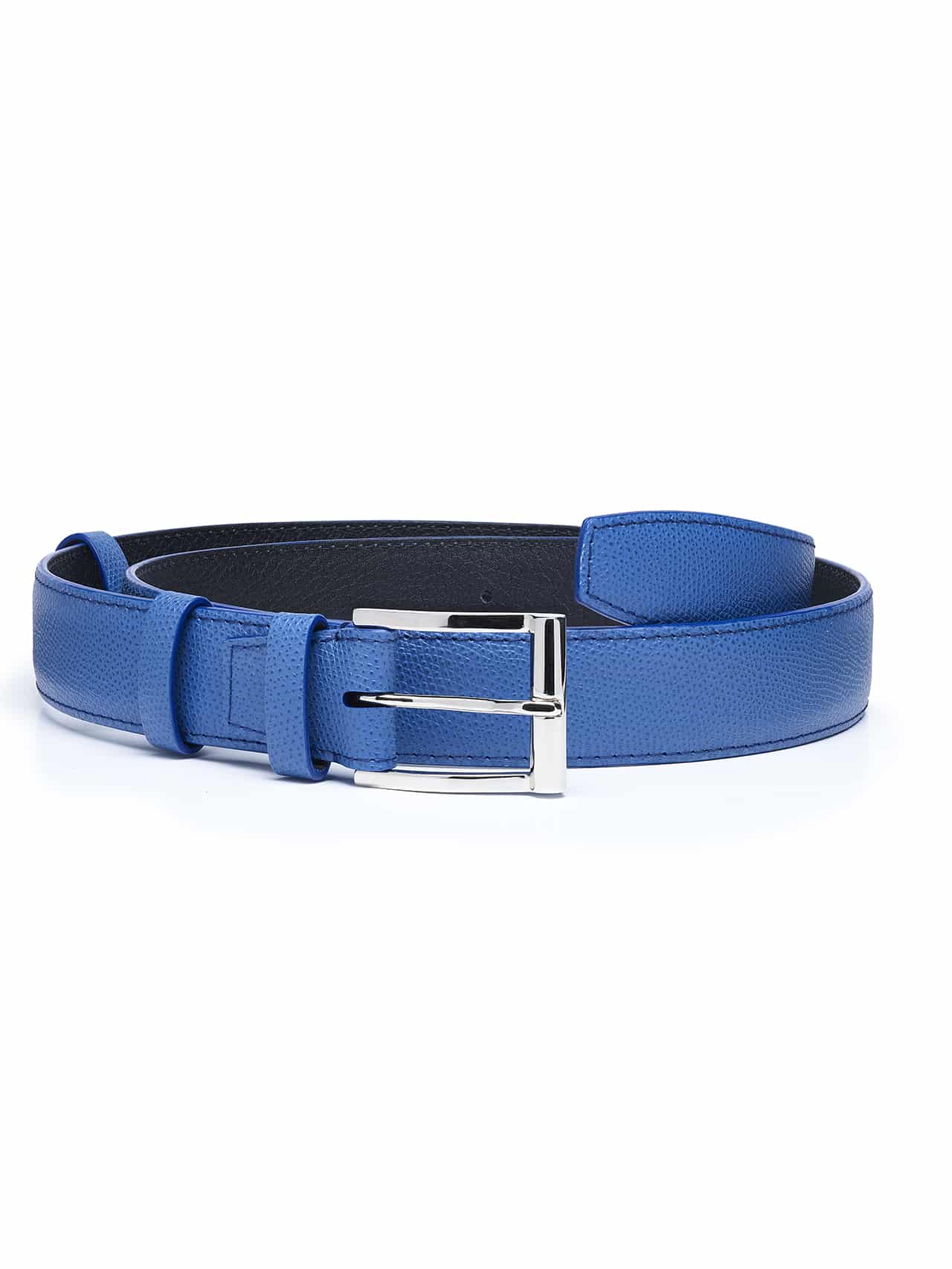 Classic Belt blue cobalt embossed calf - Maison Jean Rousseau