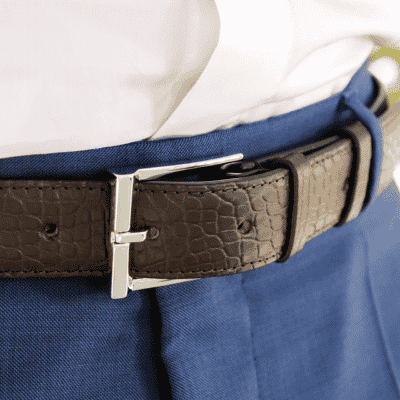 Ceinture classique alligator semi-mat marron – écailles rondes