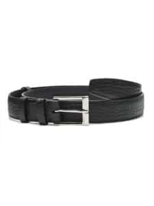 Ceinture classique alligator semi-mat noir - écailles rondes