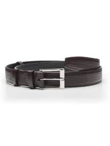 Ceinture classique alligator semi-mat marron - écailles rondes