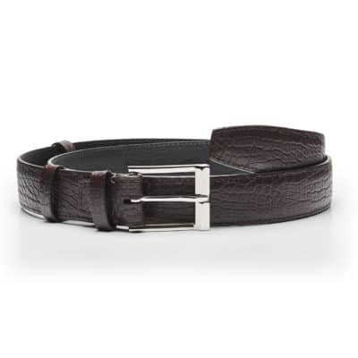 Ceinture classique alligator semi-mat marron – écailles rondes