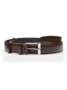 Ceinture classique alligator vintage marron - écailles rondes