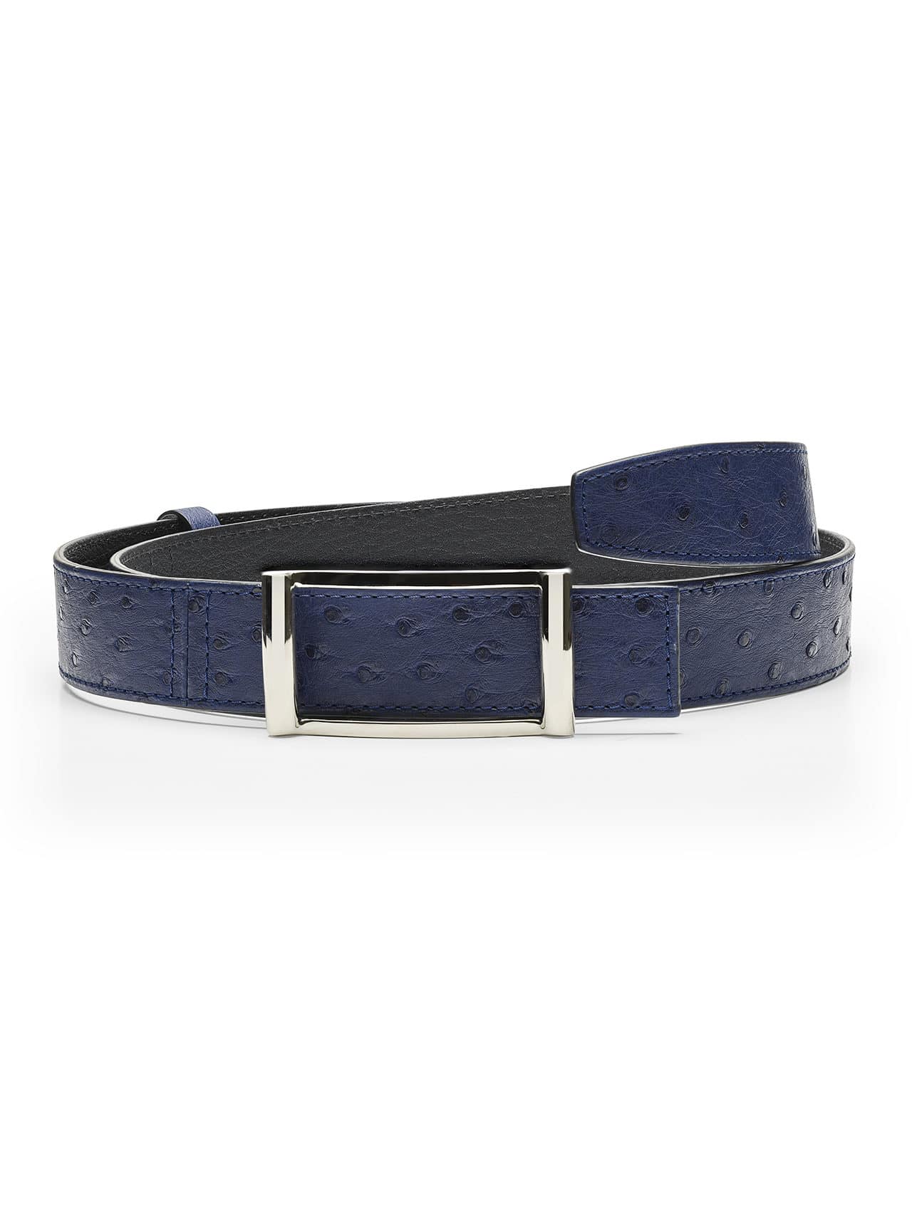 Reversible Belt Ostrich blue - Maison Jean Rousseau