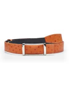 Reversible belt orange ostrich