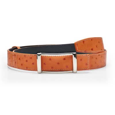 Reversible belt orange ostrich