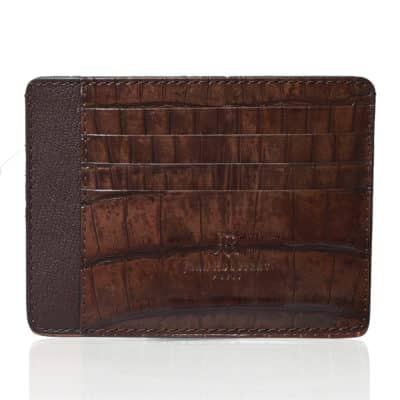 Porte-cartes CNI alligator vintage marron