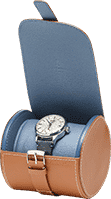 watch roll blue leather brown jean roussseau