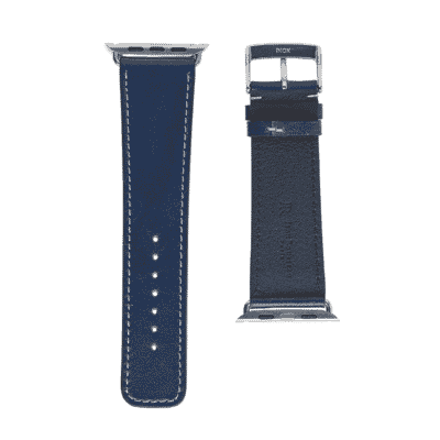 apple watch strap calf leather semi matte blue