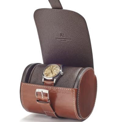 Watch roll strap protect travel case brown calf leather
