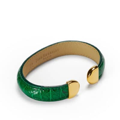 bracelet green leather jean rousseau