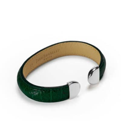 bracelet black leather jean rousseau