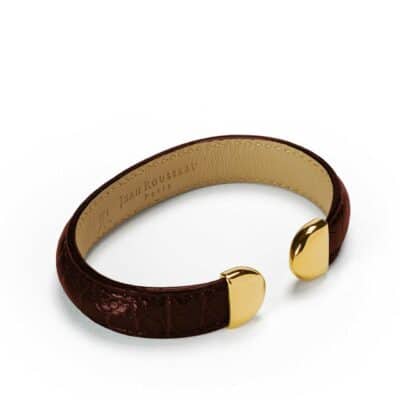 Bracelet Neptune alligator brillant marron