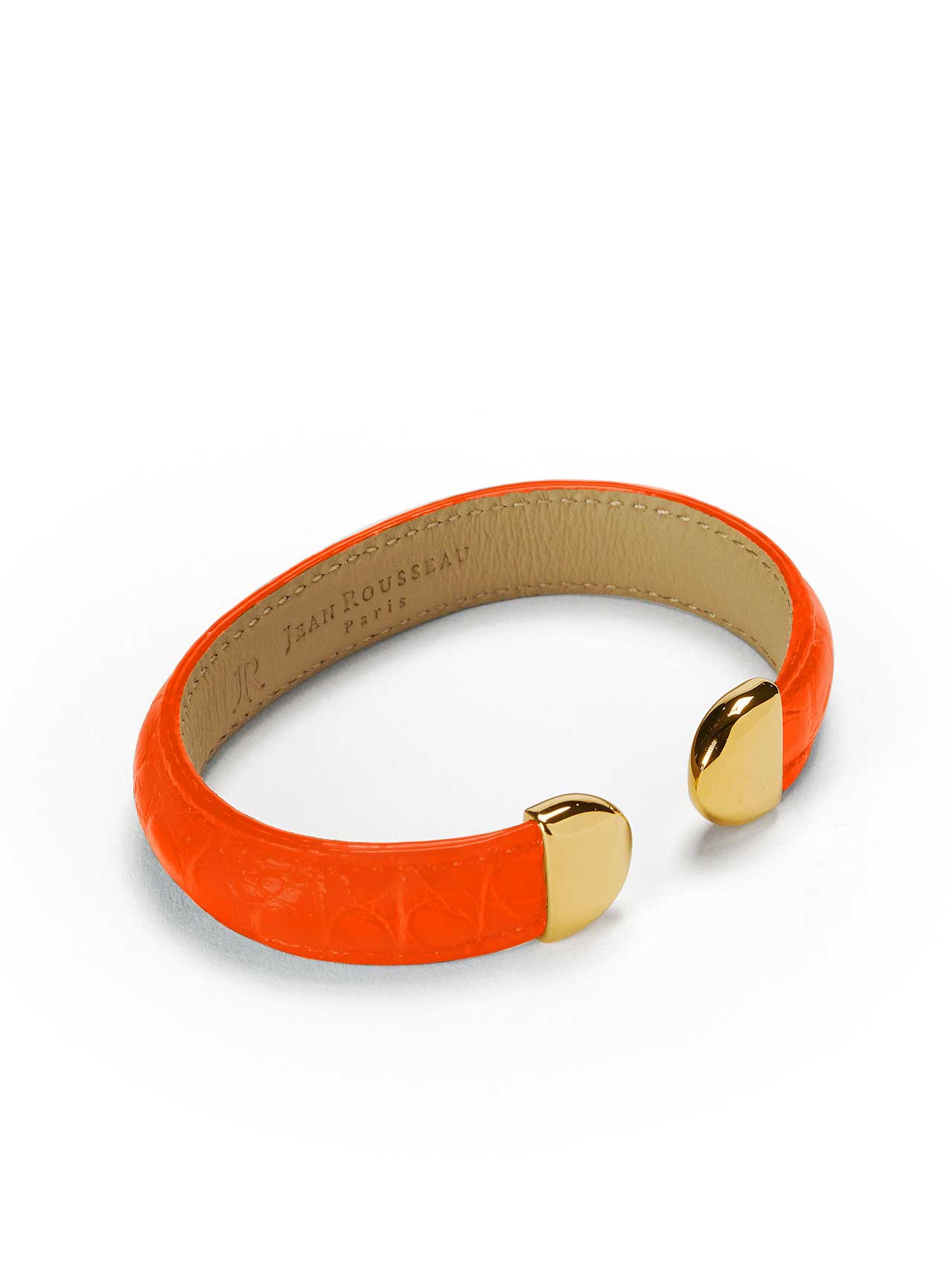 bracelet orange leather jean rousseau