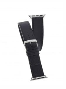 Apple watch strap double wrap embossed calf black