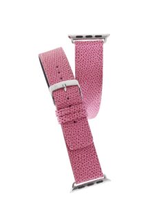 Apple watch strap double wrap embossed calf pink