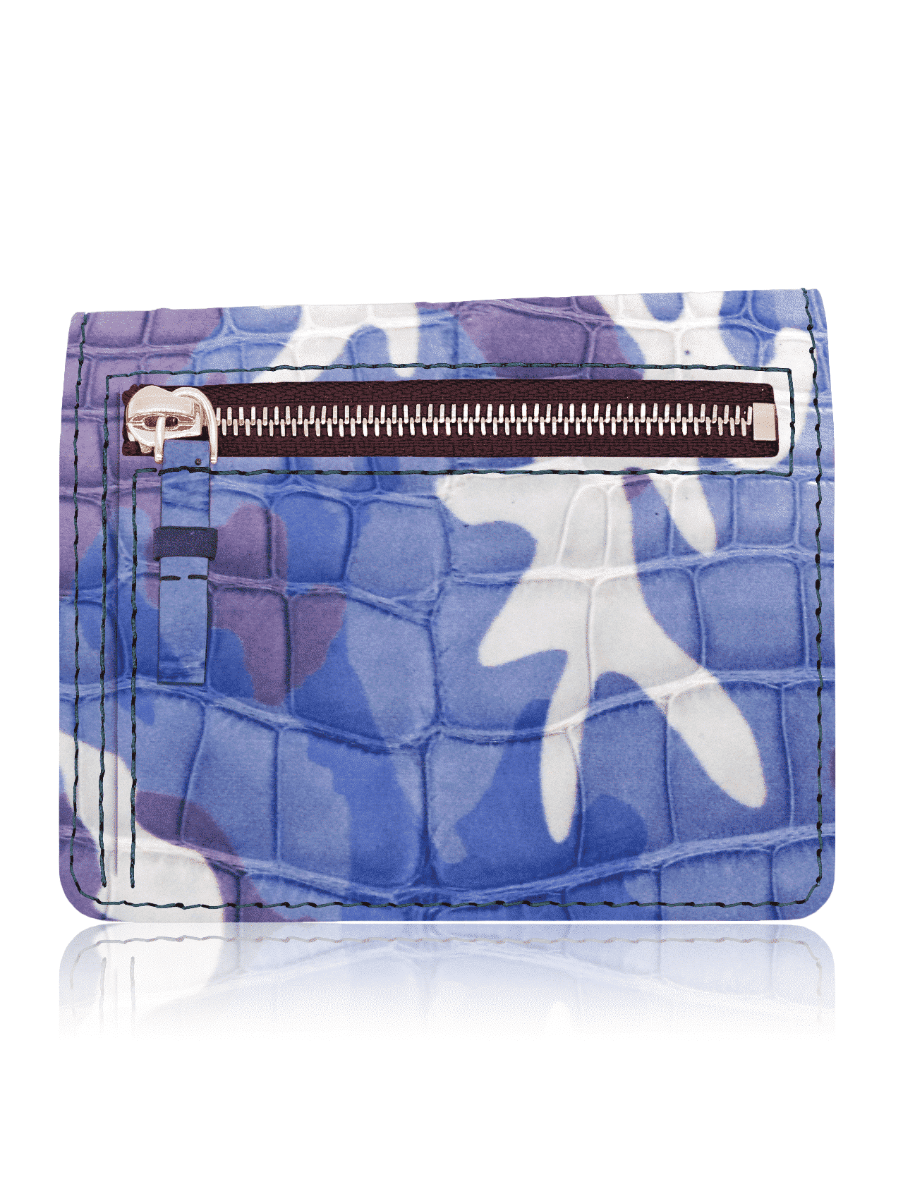 Mini Wallet Camouflage Alligator Blue - Manufacture Jean-Rousseau