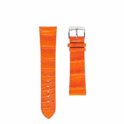 Flat watch band orange leather Men