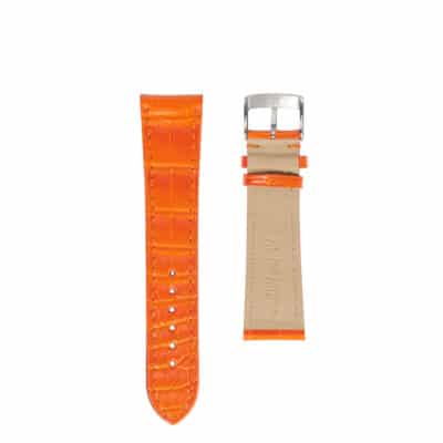 Flat watch band orange leather Men