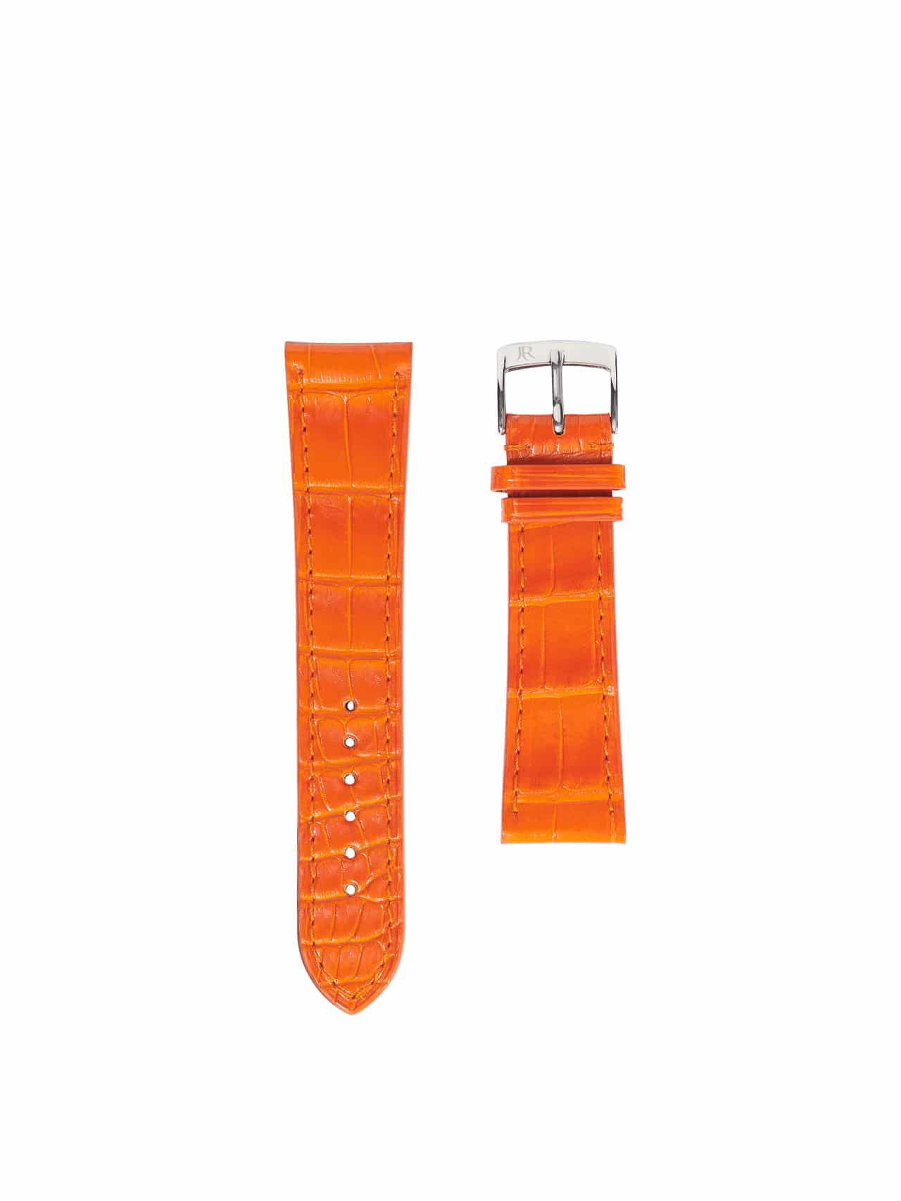 Flat watch band orange leather Men