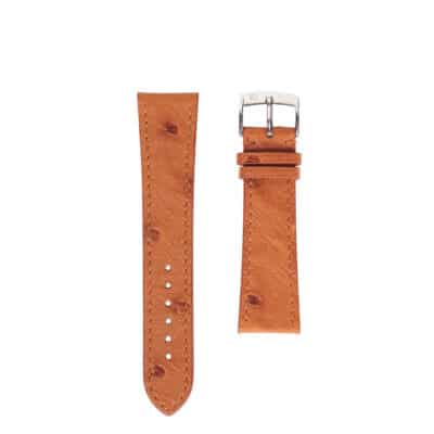 Flat watch band Ostrich brown Men