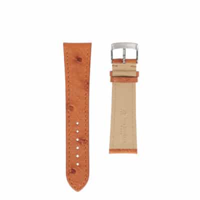 Flat watch band Ostrich brown Men