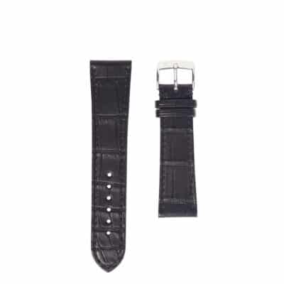 Flat watch band black leather Men