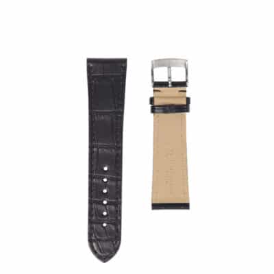 Flat watch band black leather Men