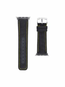 Compass Apple Watch strap black Cordura - yellow stitching