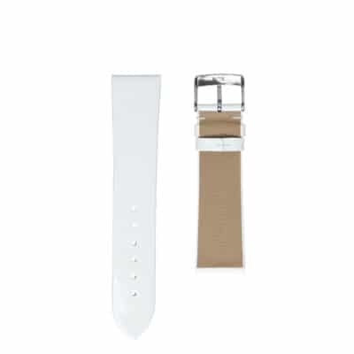 bracelet de montre cuir verni blanc brillant pour femmes
