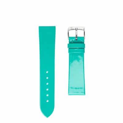 bracelets de montre Cuir verni turquoise brillant pour femmes