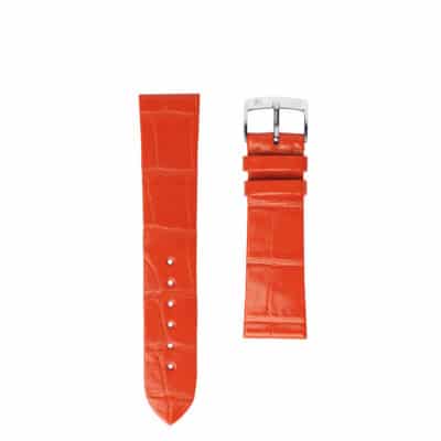 Bracelet montre alligator orange brillant pour femmes