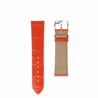 Bracelet montre alligator orange brillant pour femmes