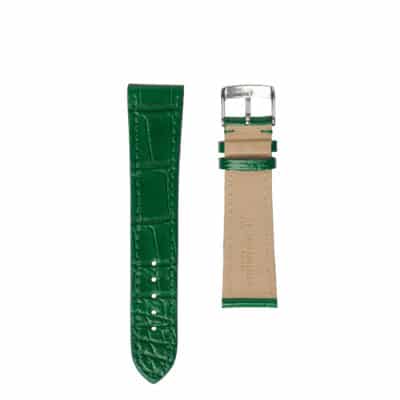 <span class="cat_name">Flat Watch strap</span><br><span class="material_name">Shiny alligator</span><br><span class="color_name">British Green</span>