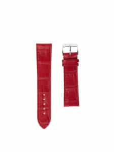 Classic Flat watch strap red shiny alligator