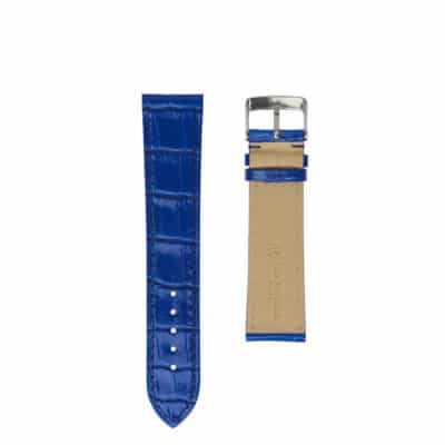 <span class="cat_name">Flat Watch strap</span><br><span class="material_name">Shiny alligator</span><br><span class="color_name">Electric Blue</span>