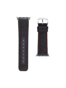 Bracelet Apple Watch Compass Cordura noir - couture rouge