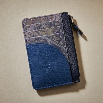 sawaya jyubei watch strap silk leather blue wallet card holder
