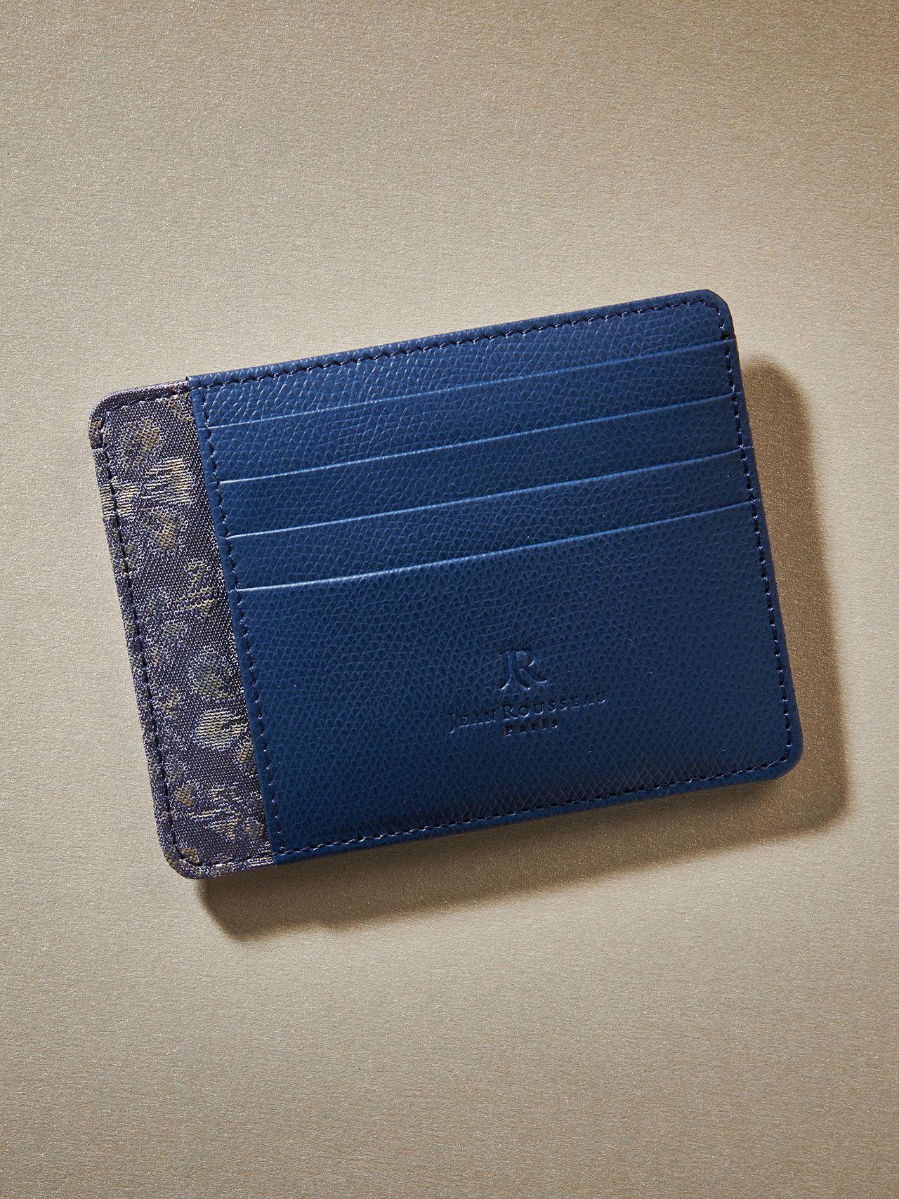 Essentiel Slim Cardholder embossed calf blue King - Maison Jean Rousseau